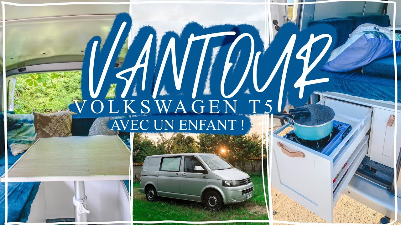 VANTOUR! Présentation de notre van aménagé, avec lit enfant à l’avant, WC, frigo, cuisine … 🤩🚌