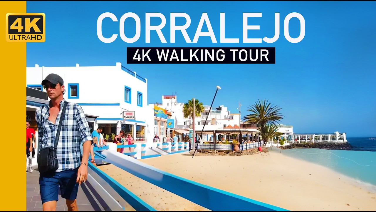 [4K] Corralejo, Fuerteventura, Canary Islands beach & Town Virtual walk