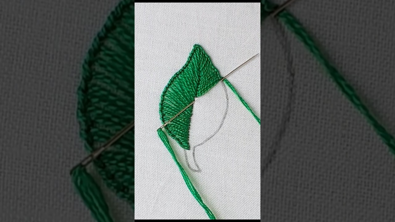 🍃 basic buttonhole stitch leaf doodles hand Embroidery #handbroidery #ytshorts