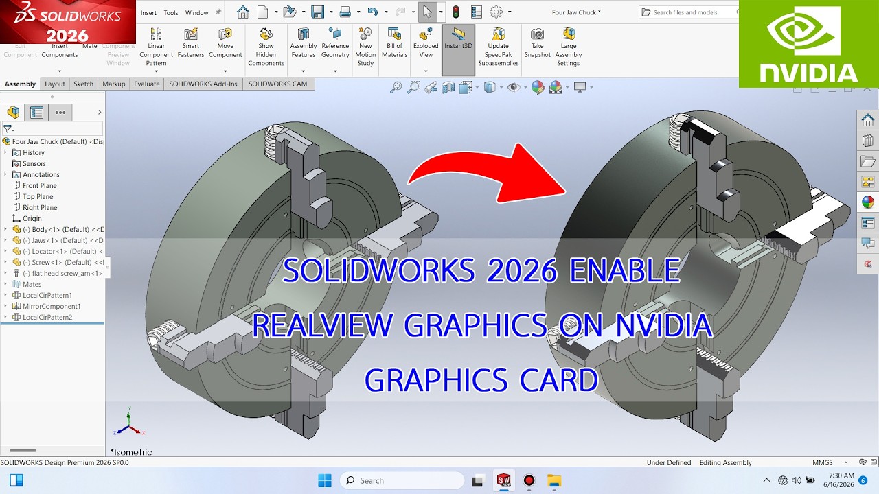 SOLIDWORKS 2026 ENABLE REALVIEW GRAPHICS ON NVIDIA GRAPHICS CARD