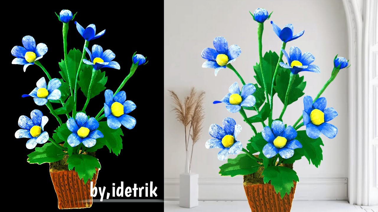 Diy Membuat Bunga Plastik Kresek || Bunga dari Plastik Kresek Mudah dan Sederhana