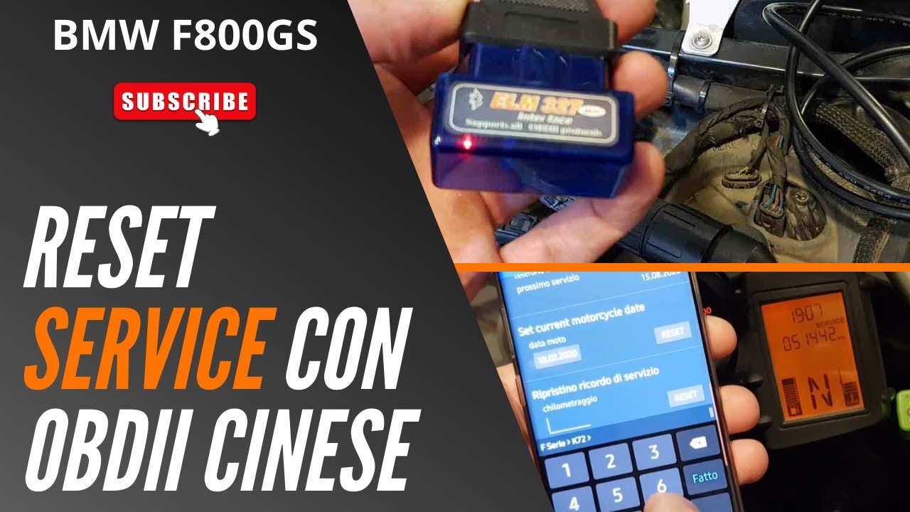 Reset Service BMW F 800 GS con Motoscan e OBDII Cinese.
