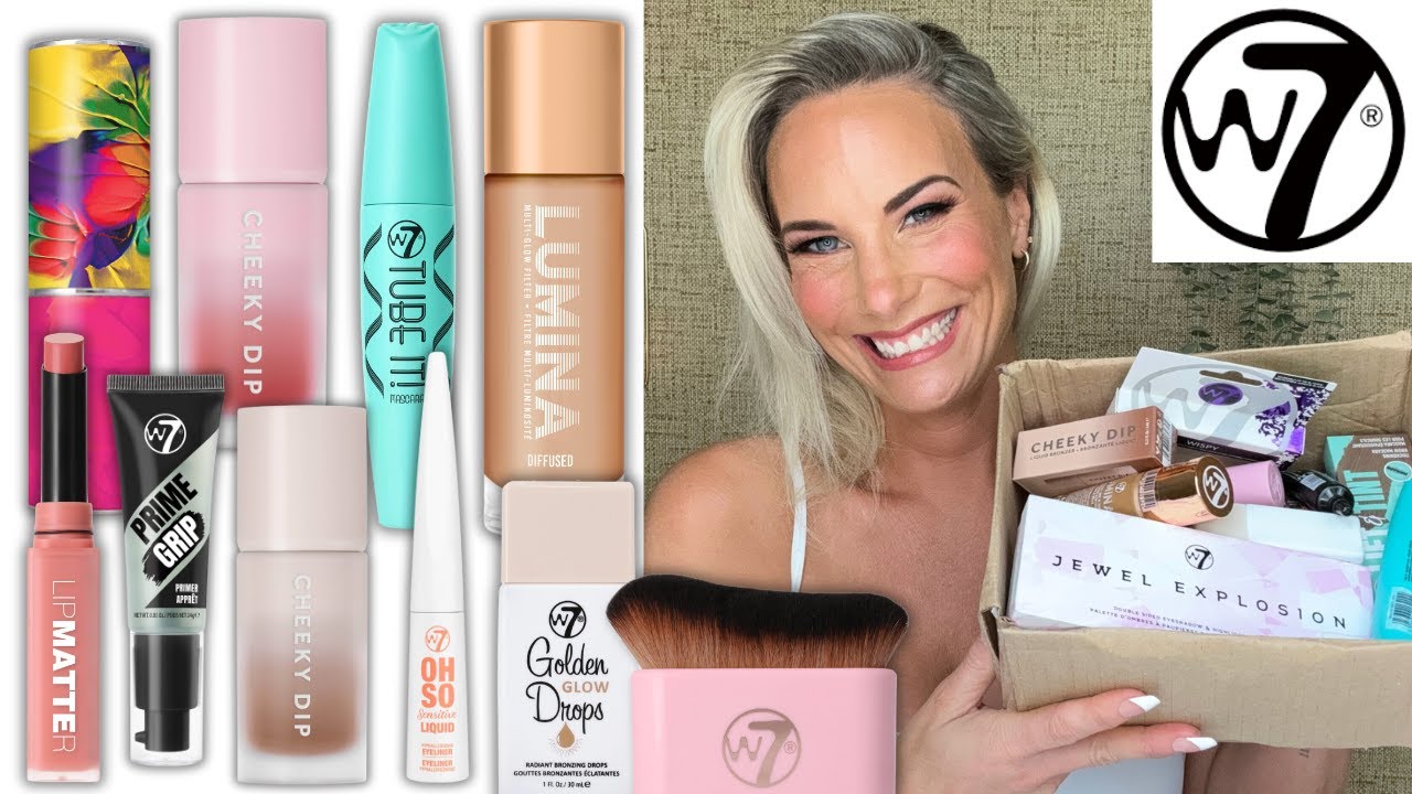 W7 MAKEUP REVIEW TUTORIAL LUMINA CHEEKY DIP TUBE IT LIP BROW DROPS PRIME DUPES NEW ARRIVALS DISCOUNT
