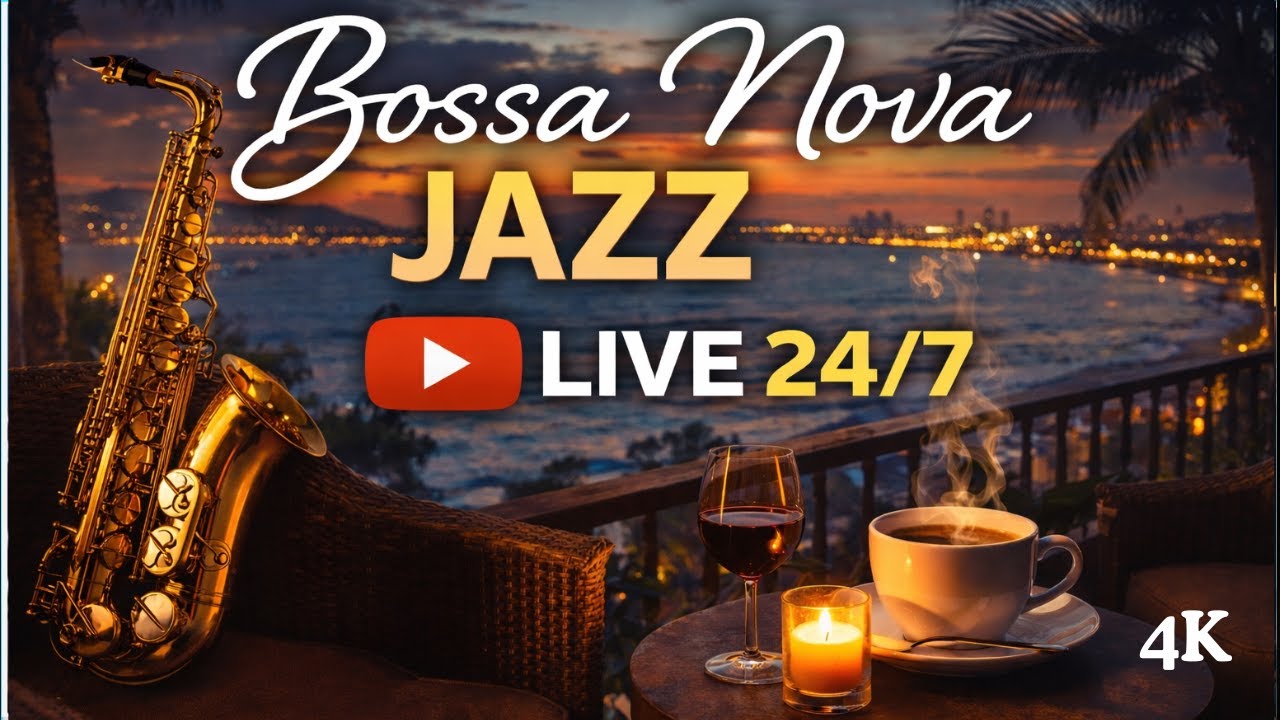 24/7 LIVE Bossa Nova Jazz Radio - Smooth Coffee Shop Ambience for Study, Work, Focus