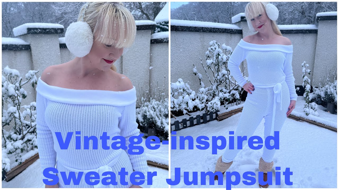 CREATING A PINUP VINTAGE-INSPIRED SWEATER KNIT JUMPSUIT!  ♥️♥️♥️ Drafting & Sewing! FREE PATTERN 💕