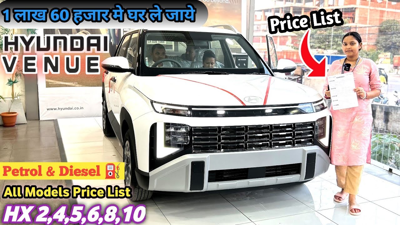 Hyundai Venue Facelift Finance || Down Payment & EMI Y/R Cost || HX 2,4,5,6,8,10 All Price List
