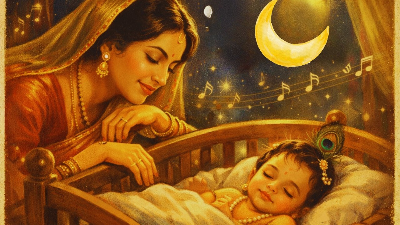 Little Krishna 🌙 | Soothing Lullaby for Baby Sleep | Hindi Bhajan