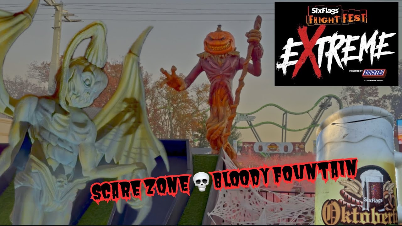 🩸 Bloody Fountain WILD Scare Zone Fright Fest Extreme Six Flags Great Adventure