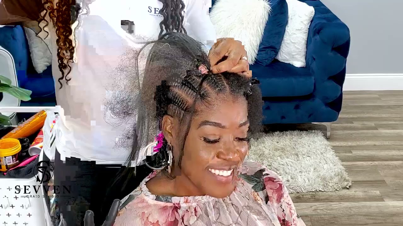 Straight back stitch braids/feedin braids/how to do 6 stitch braids