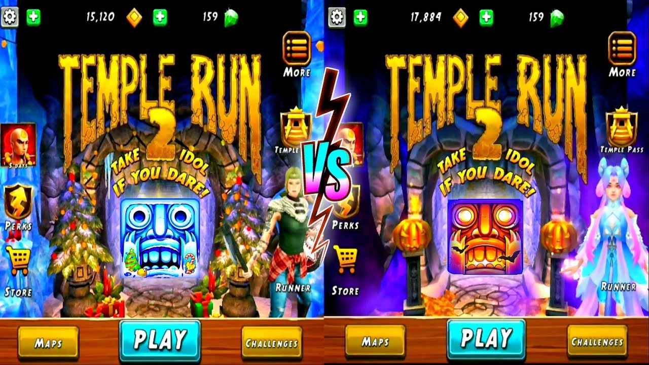 Temple Run 2 Frozen Festival Vs Spooky Ridge Map Gameplay