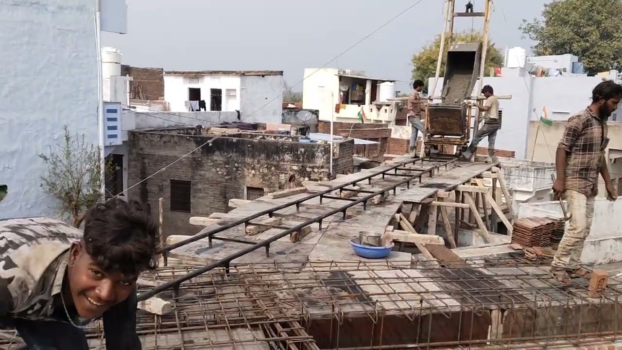 Chhat ki rcc bhrai karte huye or kam bahut achha chal raha hai #rcc# construction #vlog# video 