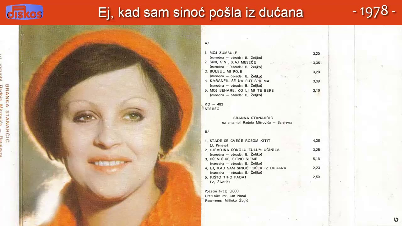 Branka Stanarcic - Ej, kad sam sinoc posla iz ducana - (Audio 1978)
