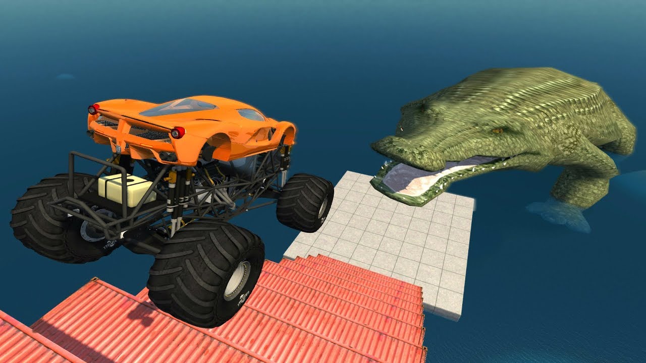 Jumping Crashes&Deadly Fall from the Stairs - Beamng drive (Giant Crocodile)