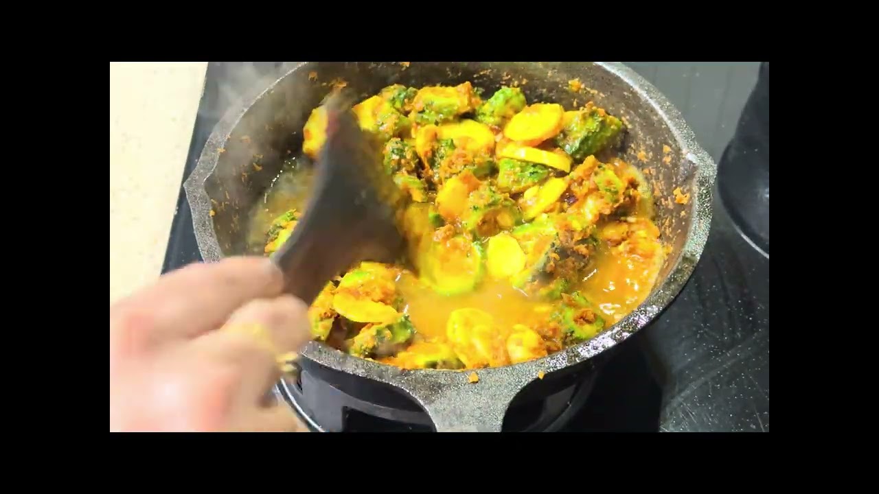 Sweet & Tangy Bitter Gourd with Potatoes…खट्टा-मीठा करेला आलू मसाला