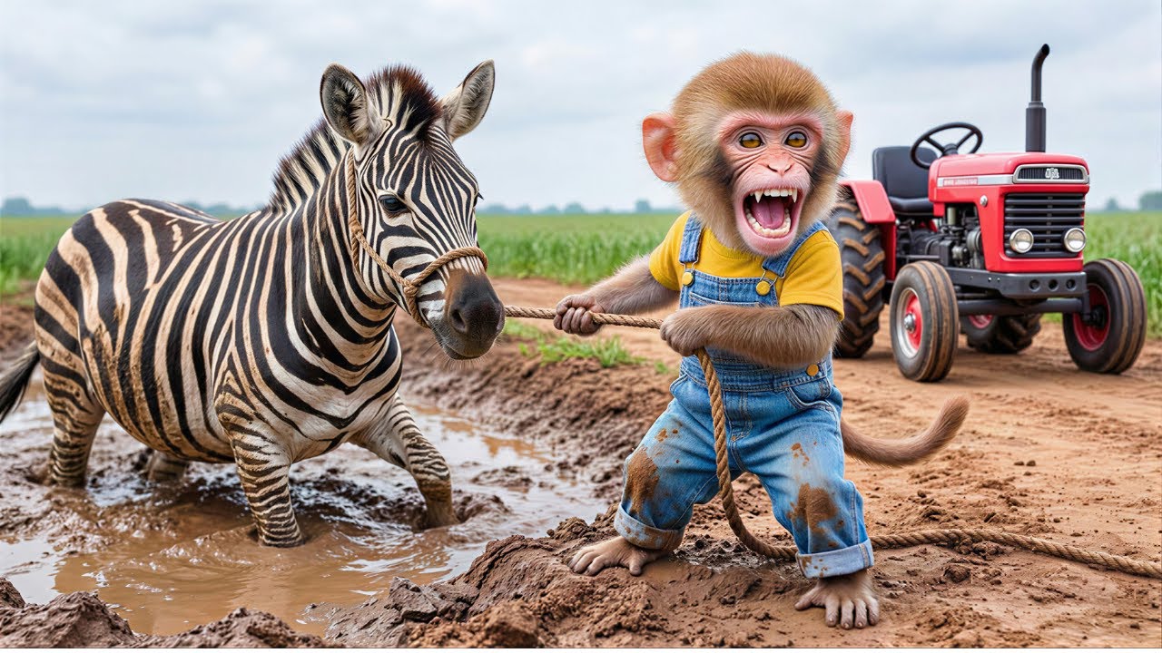 Cute Baby Monkey Adventures Compilation 🐒 Heartwarming Animal Rescues & Farm Life Fun | Zebra Rescue