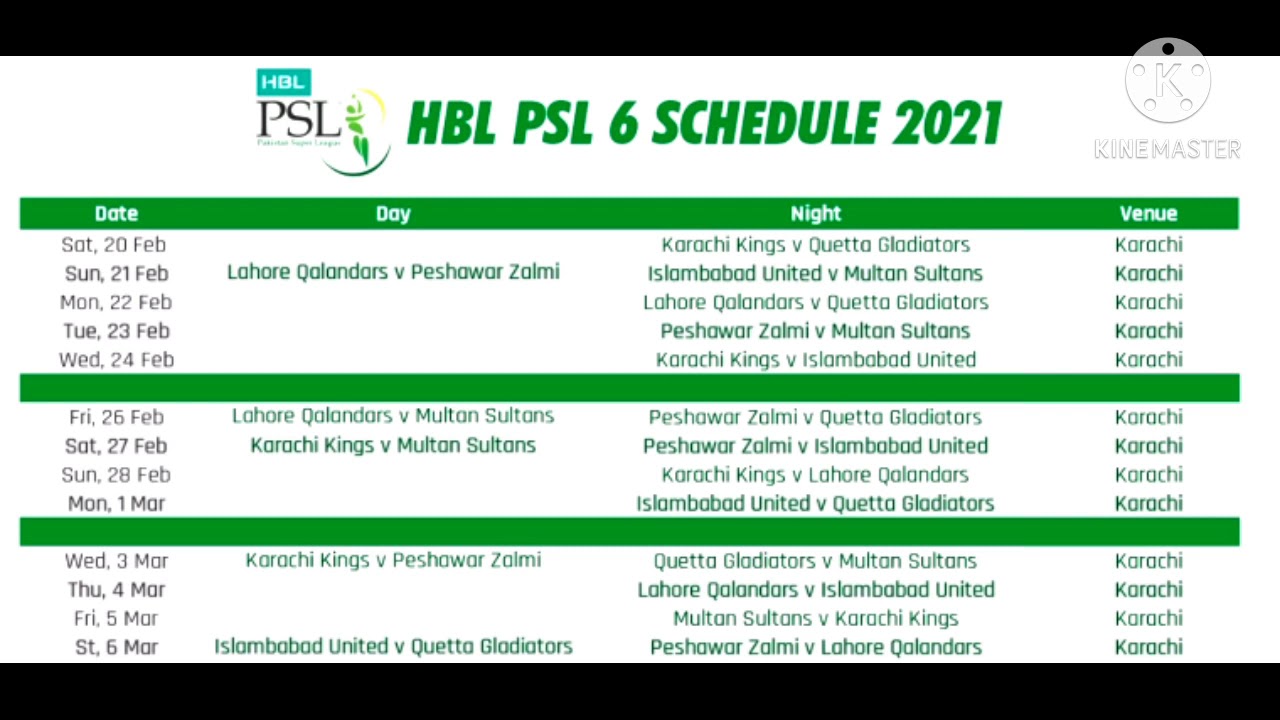 PSL 6 Schedule || PSL 6 Complete Match schedule || Time_Date_Venue