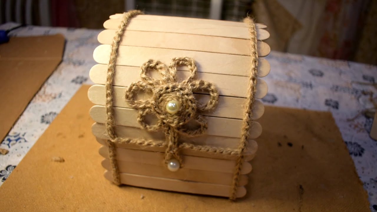 DIY. Шкатулка из деревянных палочек.  Wooden stick box.