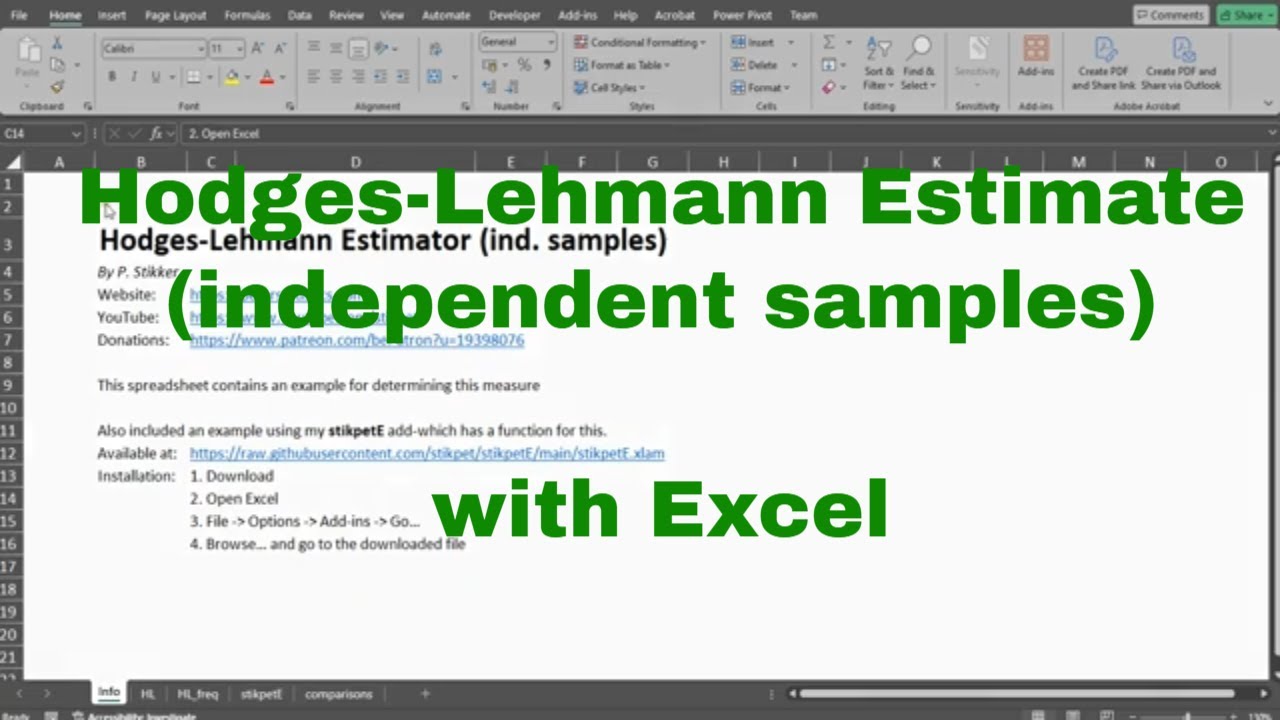 Excel - Hodges-Lehmann (Ind. Samples)