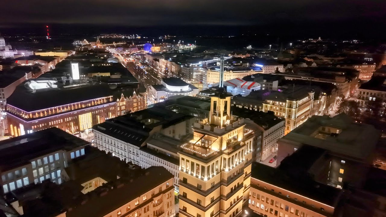 Helsinki Centre Esplanade, Kamppi, Hotel Torni, Mannerheimintie and Erottaja (Low Light), Dec 2025