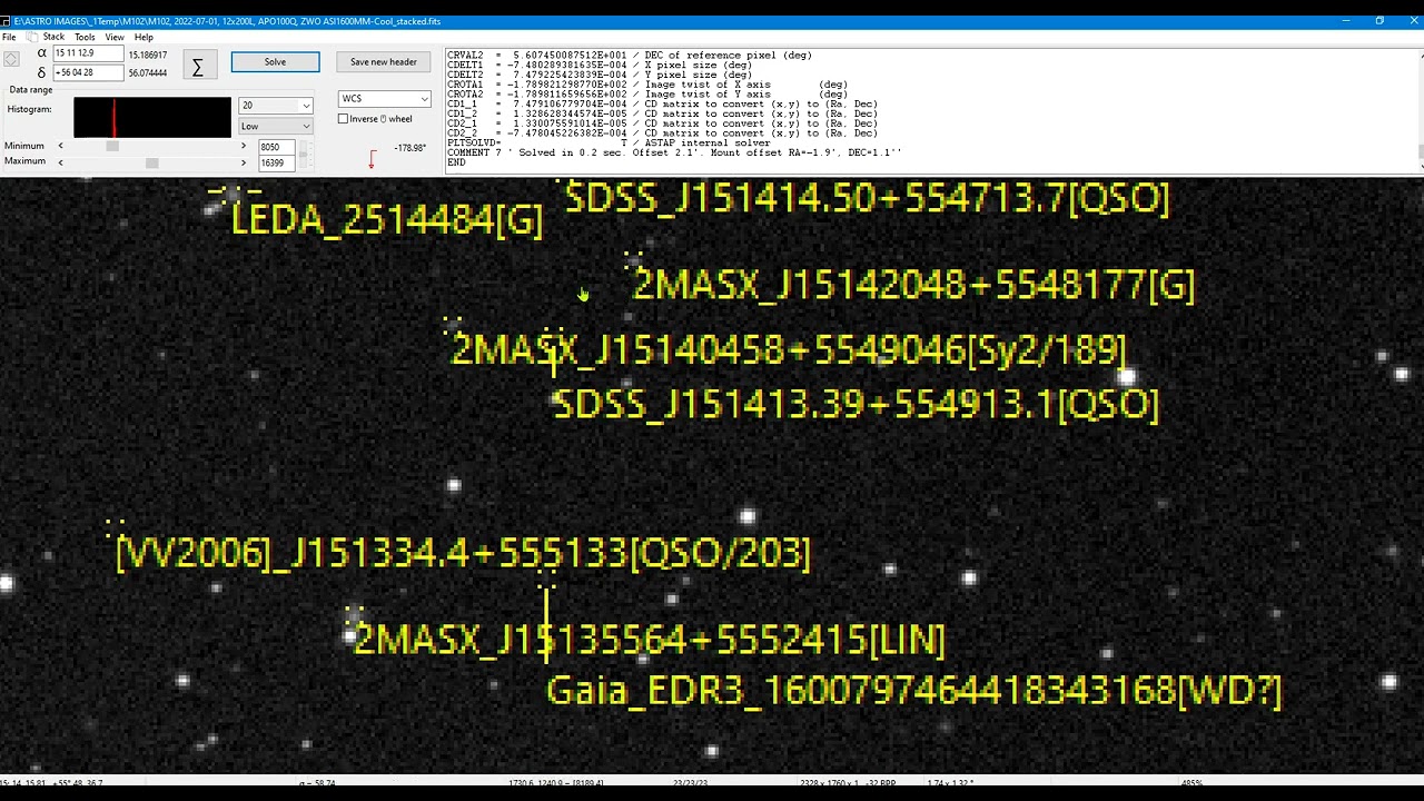 Annotation of deep sky objects in astronomical images using the ASTAP program