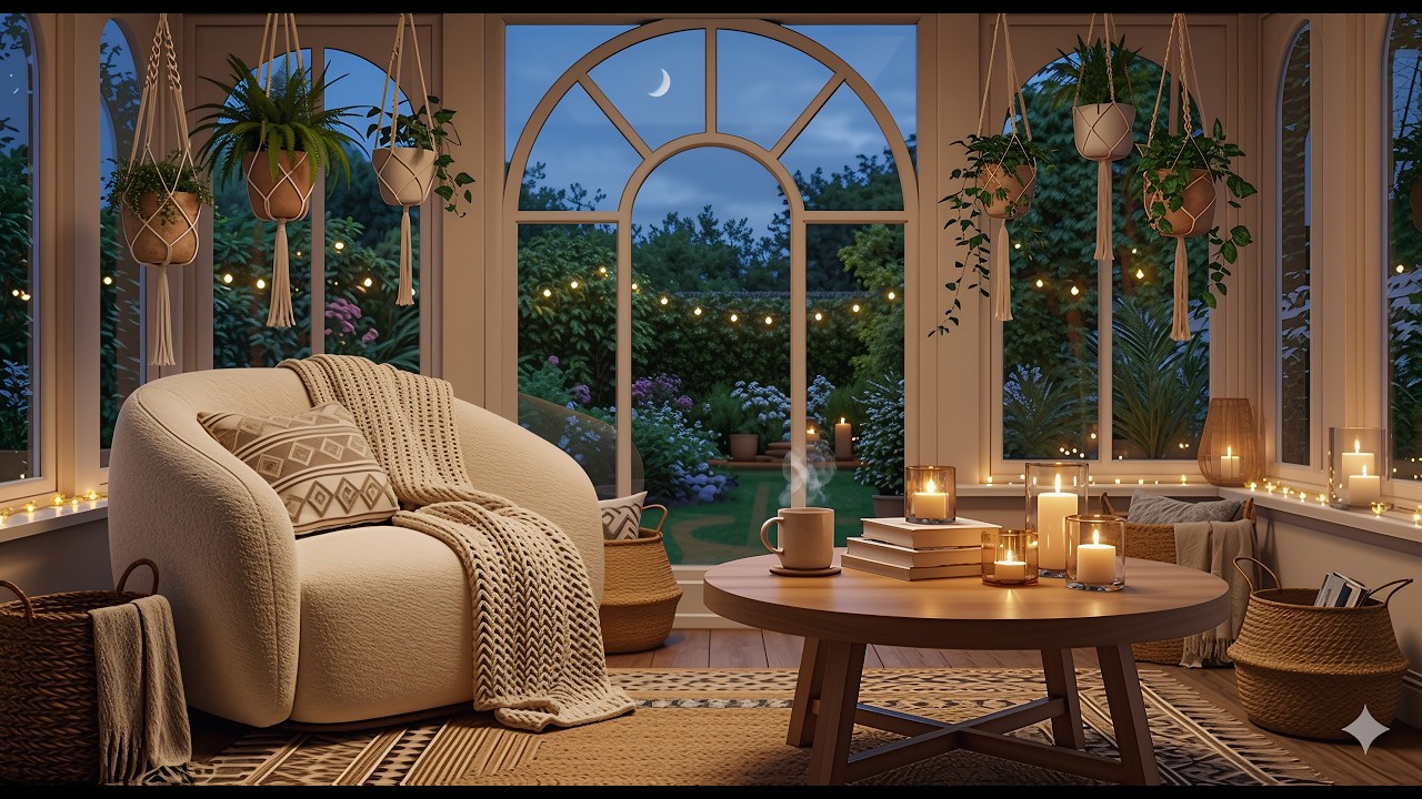 Moonlit Garden Haven | The Coziest Night Reading Nook in 4K relaxing