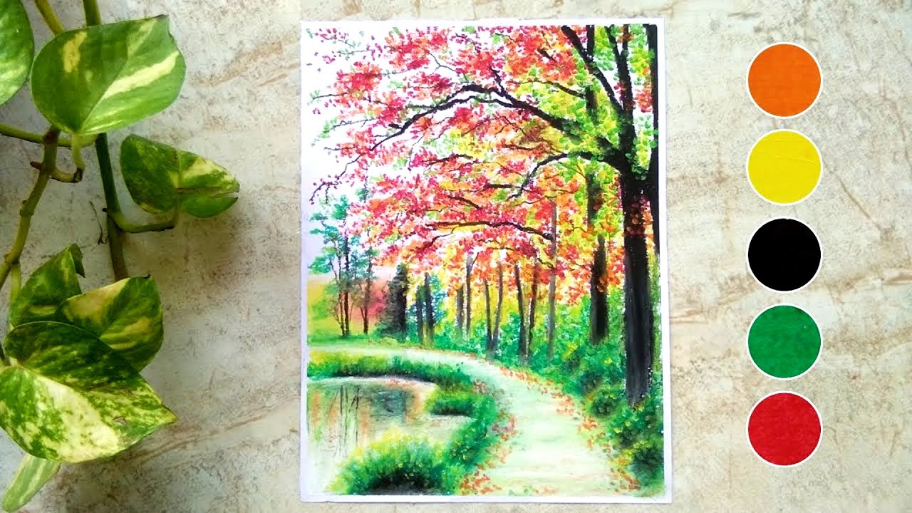 12 colour oil pastel drawing ♡ ☕ fall in love with autumn 🍁
