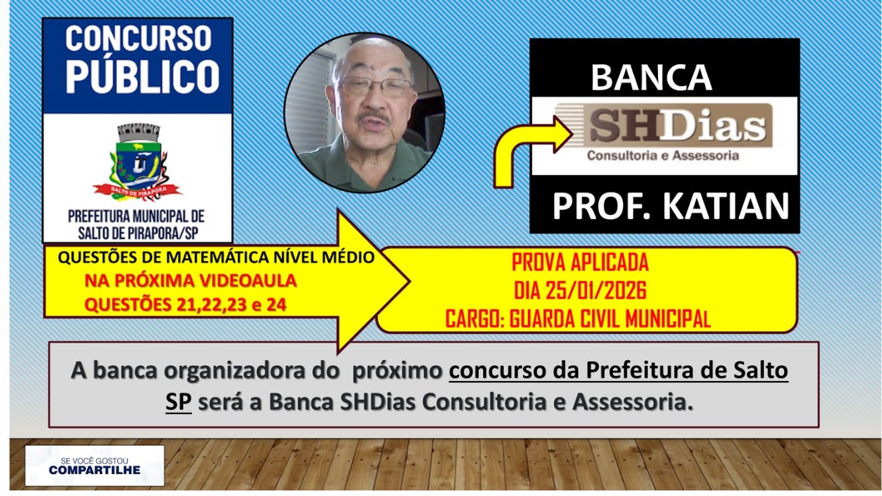 SHDias-Concurso Salto de Pirapora/SP-Guarda Civil Municipal-Questões 21,22,23 e 24 no próximo vídeo.