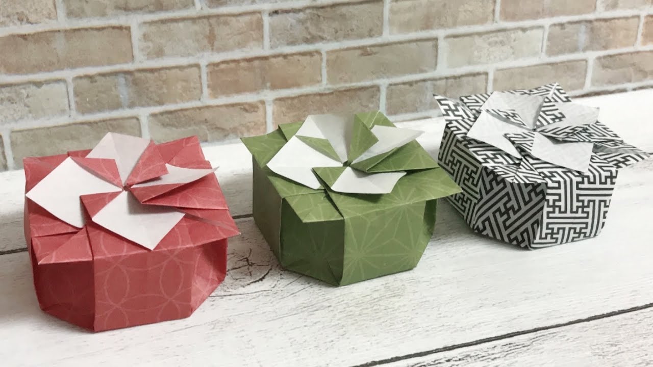 【折り紙箱】オシャレな箱を作ってみた！作り方 /Origami Present box.Giftbox.