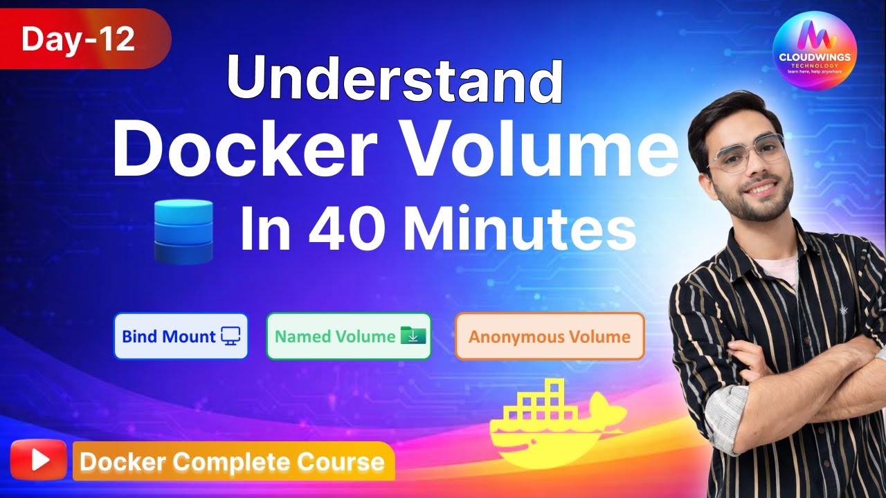 Docker Volumes Tutorial (Day-12) | Bind Mount vs Named Volume vs Anonymous | Demo/Lab (40 Min)