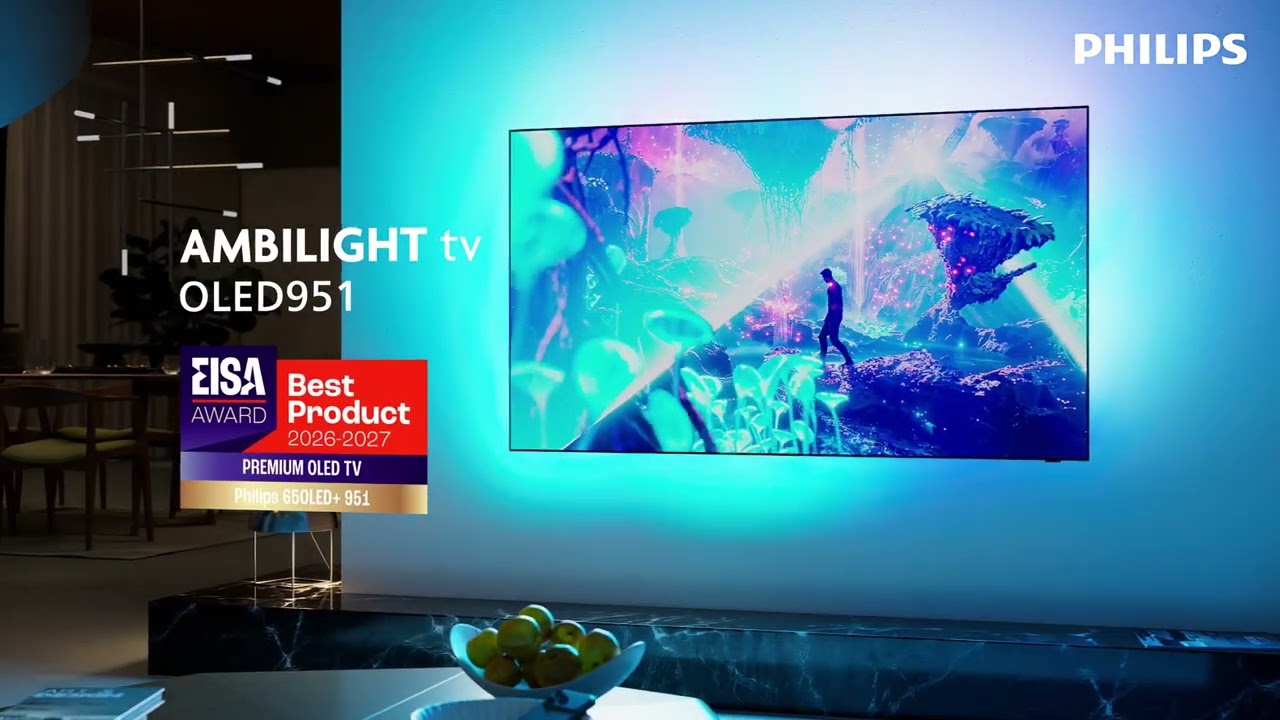 Philips 65OLED951 Ambilight TV wint EISA Award Premium OLED TV 2026-2027