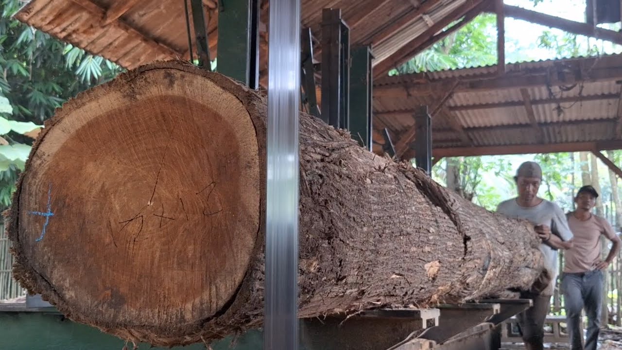 Making long beams in a sawmill 