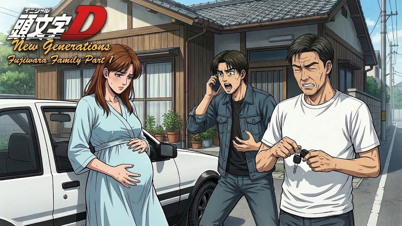 Initial D Anime Takumi Fujiwara's Wife Mika and baby Part1