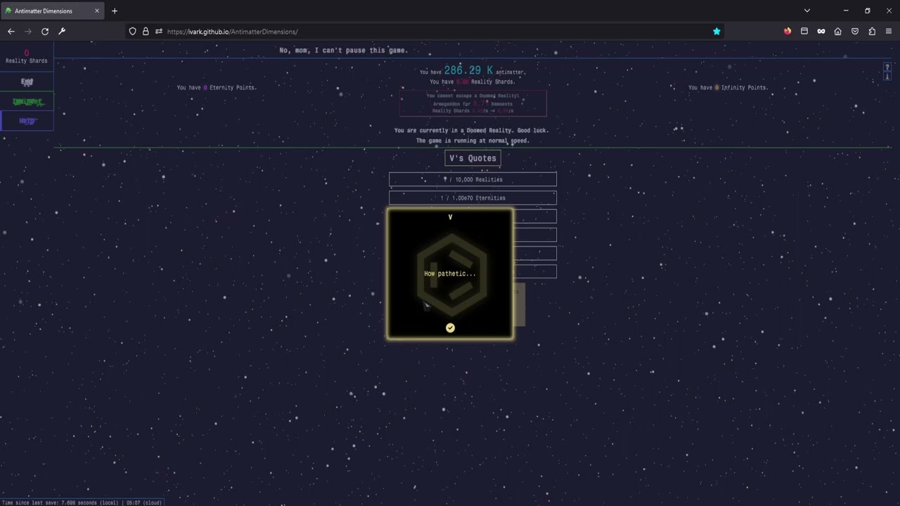 Antimatter Dimensions [WEB] speedrun