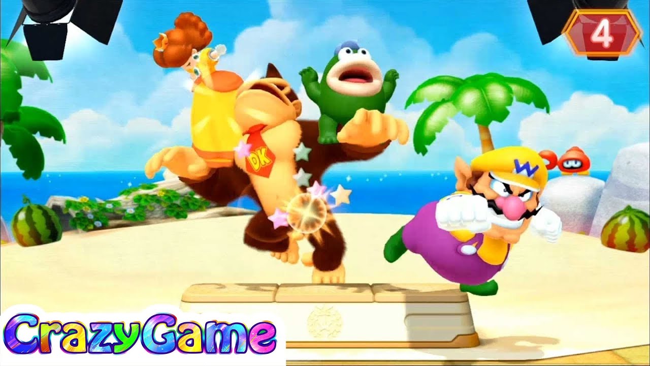 Mario Party 10 Coin Challenge - Donkey Kong vs Wario vs Daisy vs Spike 4 Player Gameplay