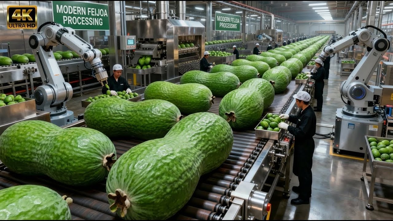 Inside a Modern Feijoa Factory: From Whole Feijoas to Green Tropical Purée (Full Process)