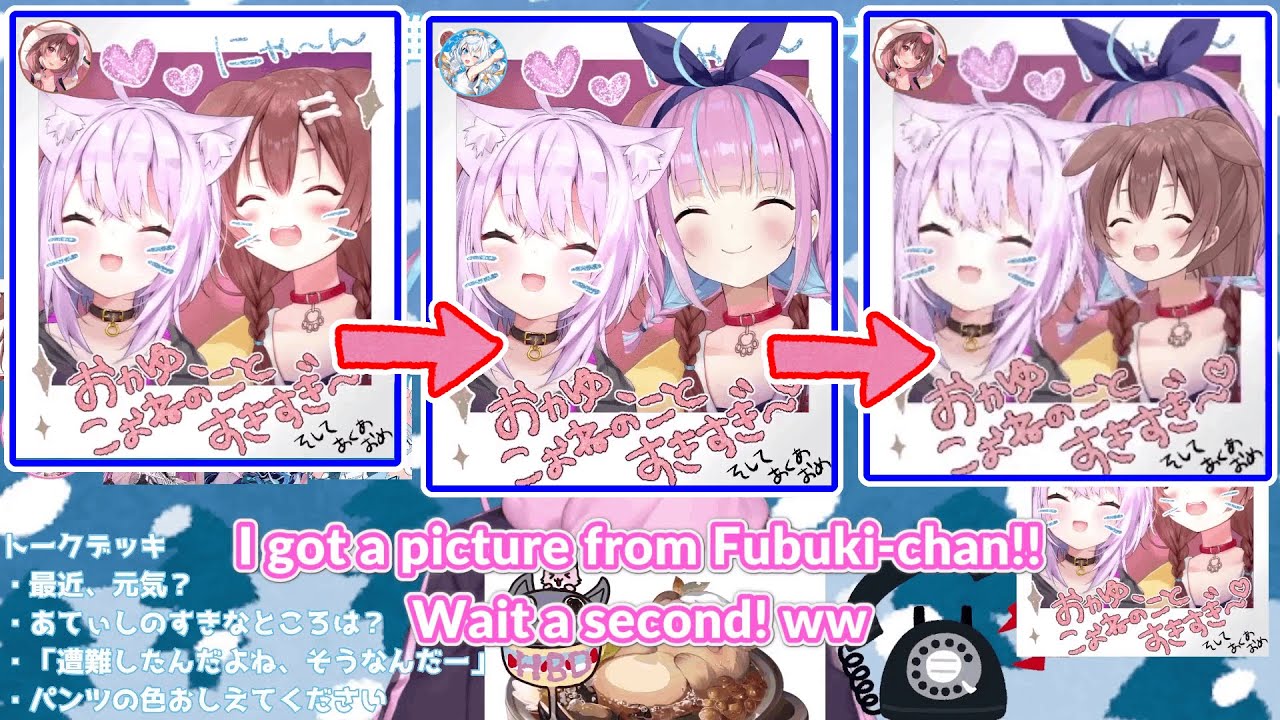 Korone gave Aqua an OKAKORO picture which Fubuki edited around  【Hololive/ENG Sub】