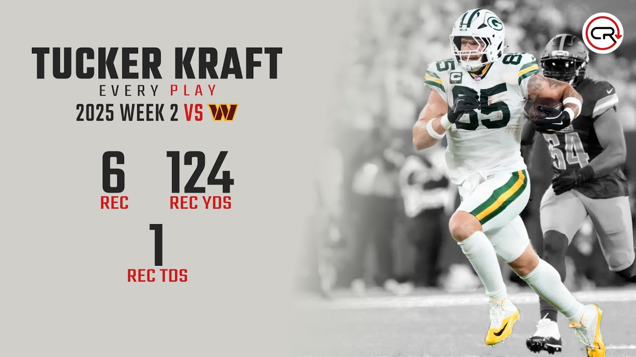 Tucker Kraft Week 2 Highlights | Every Target and Catch vs Commanders
