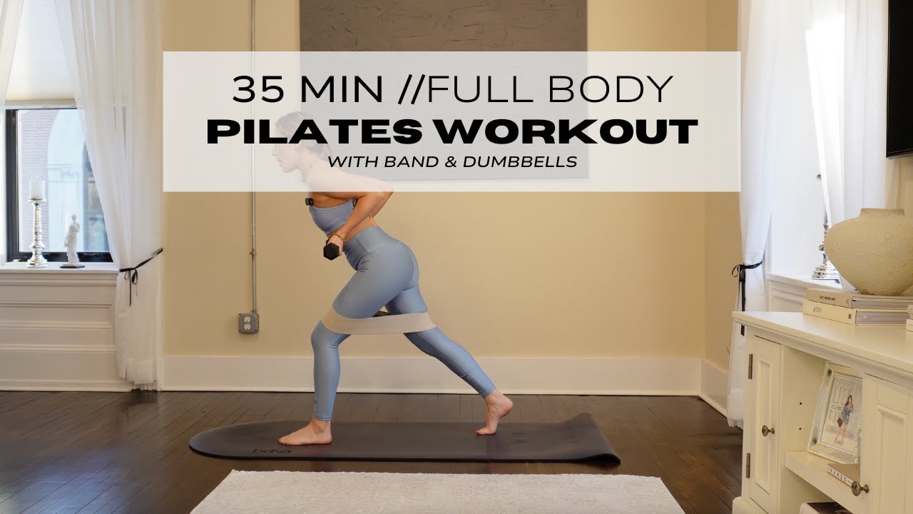 35 MIN FULL BODY PILATES AT HOME WORKOUT | WITH DUMBBELLS & BAND | full body home workout