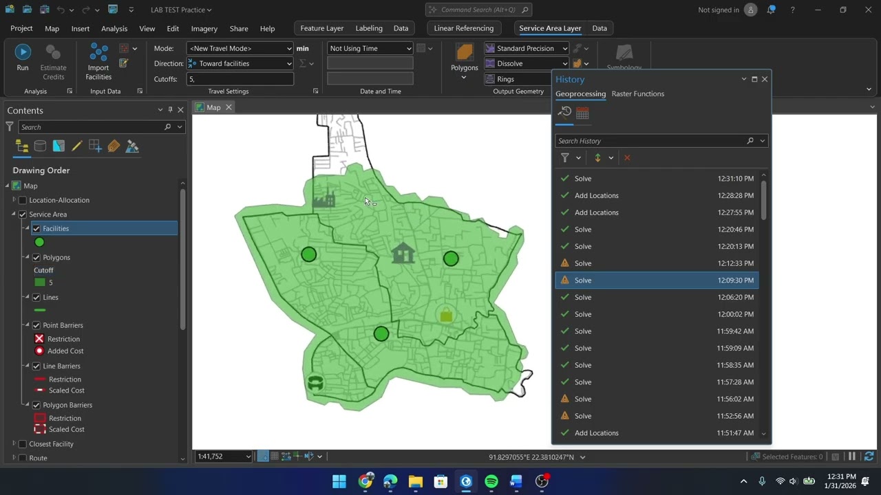 Problem on Route, Closest Facility & Service Area Analysis: URP 366