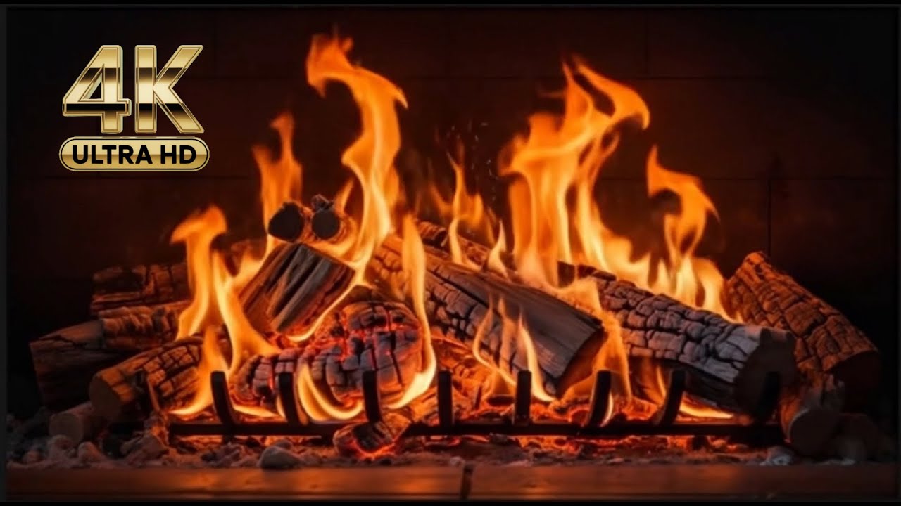 10 Hours 4K Fireplace Ambience • Relax • Sleep • Study