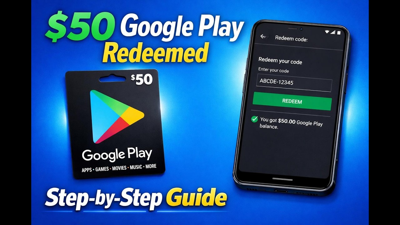 How I Redeemed a $50 Google Play Gift Card Step by Step Guide 2026 💳✅