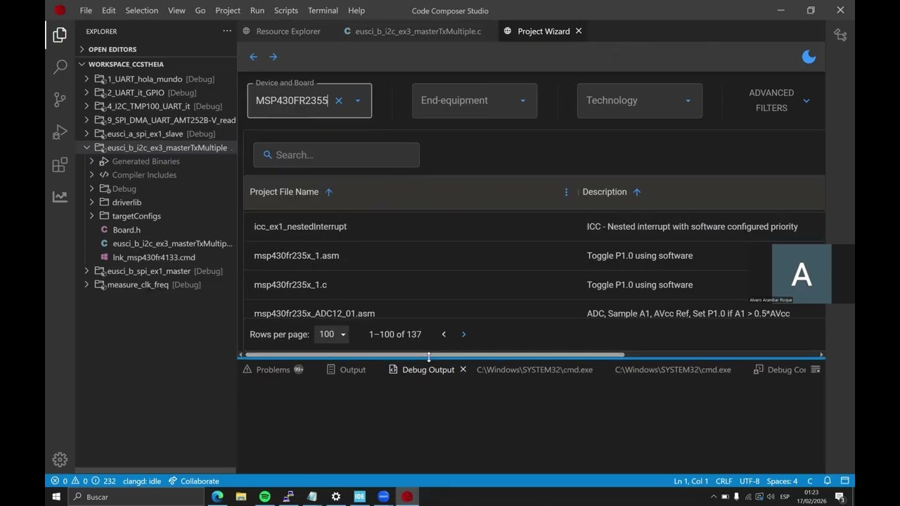 1 MSP430 driverlib - Creación de proyecto en Code Composer