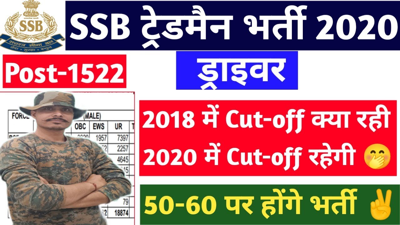 SSB Constable Driver Cut off 2022 ! SSB Driver Previous Year Official Cut Off ll SSB Tradesman 2020