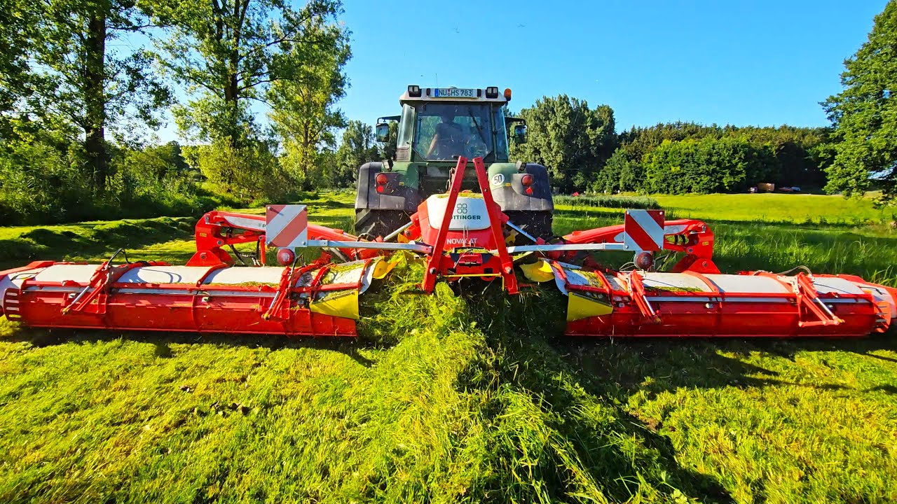 PÖTTINGER NOVACUT V 10.000 Hochleistungsmähkombination mit CROSS FLOW von 10 Meter am Fendt 820 TMS