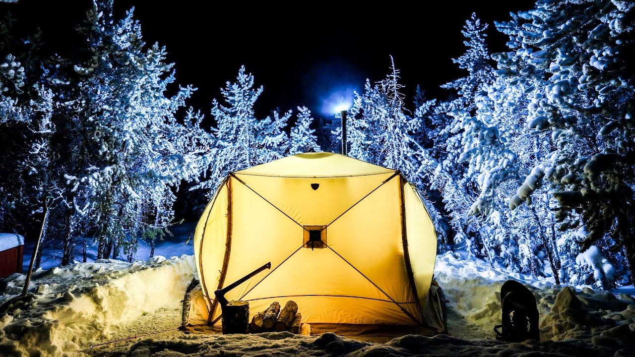 EXTREME FROZEN COZY TENT. A NIGHT IN DEEP SNOW