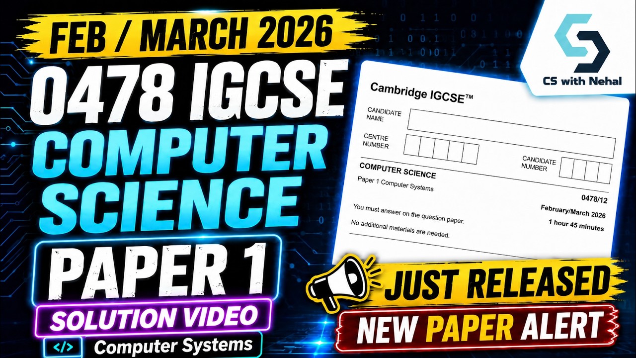 IGCSE Computer Science 0478 Paper 1 &ndash; February/March 2026 Solved | Cambridge | O Level 2210 | 0984