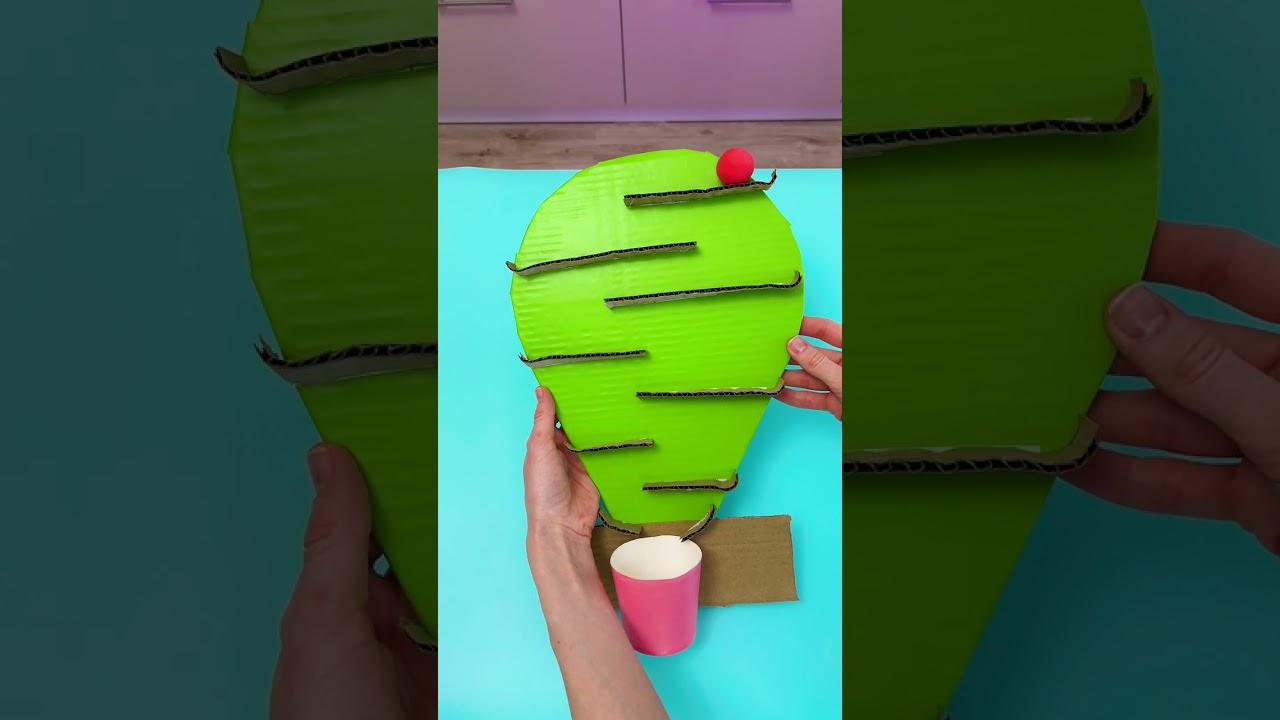 DIY Cardboard Maze Challenge! 🎨⚽ Let's Guide the Ball to the Goal! #kids #fun