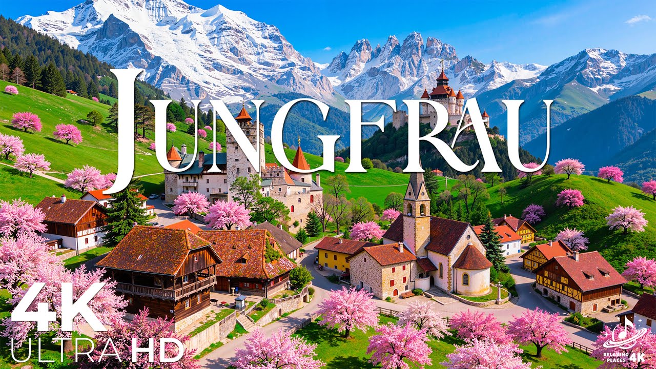 Весенняя прогулка на Юнгфрау (4K) 🇨🇭 | Альпийские деревни, цветущие долины