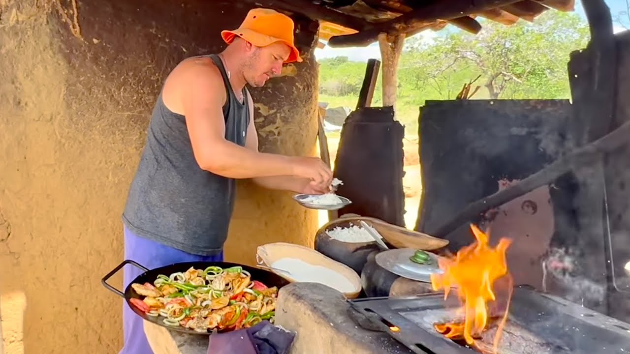 ALMOÇO NA ROÇA, PEITO DE FRANGO NA VERDURA & REBOCANDO A CASA DO SEU PIÁ