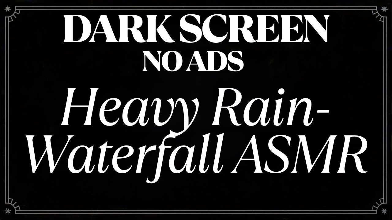 Heavy Rain (No Ads) Small Waterfall in Enchanted Forest | 8 Hours Black Screen, Nature White Noise